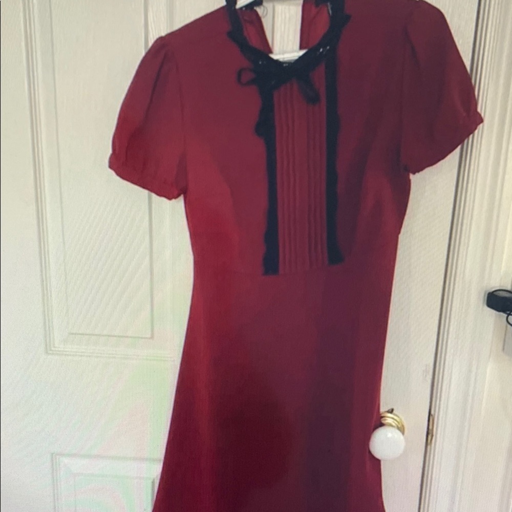 Elegant Red Dress with Black Accents